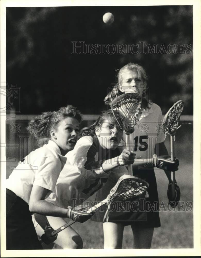 1989 Press Photo Cicero-North Syracuse and Jamesville-DeWitt Lacrosse Players- Historic Images