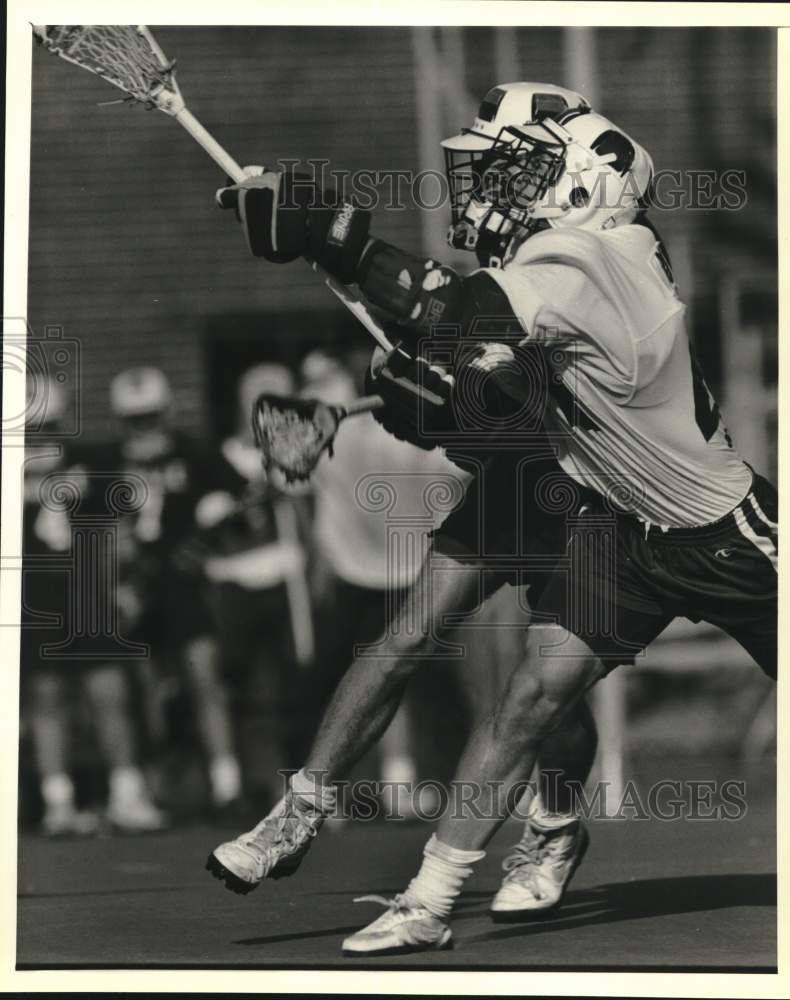 1989 Press Photo Fayetteville-Manlius and Baldwinsville Lacrosse Players at Game- Historic Images