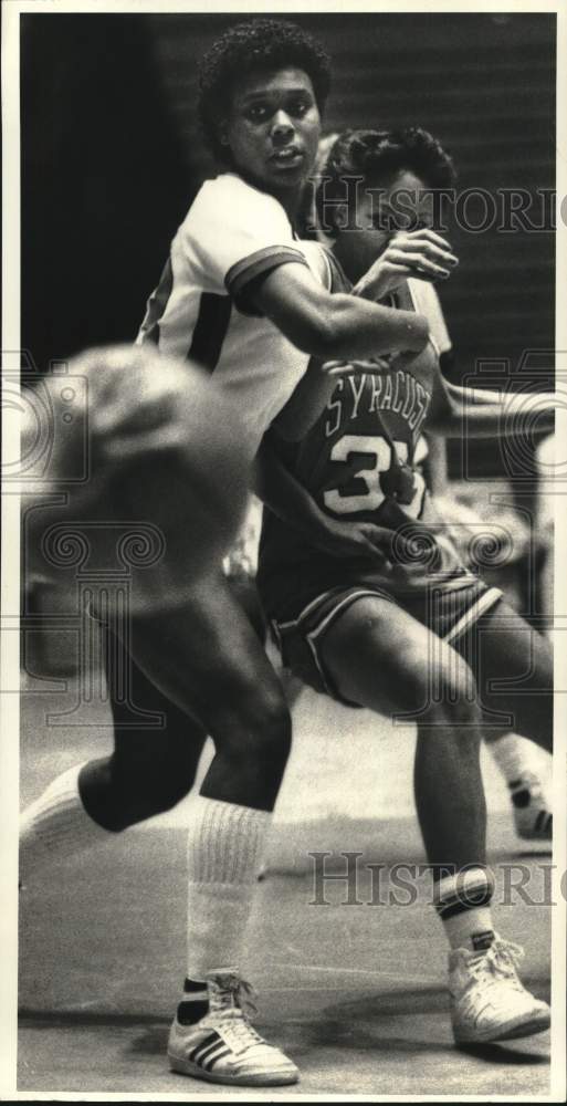 1985 Press Photo Felisha Legette at Syracuse and St. John&#39;s Basketball Game- Historic Images