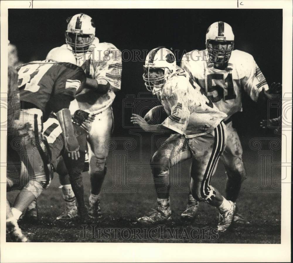 1989 Press Photo Christian Brothers Academy High School Football Players at Game- Historic Images