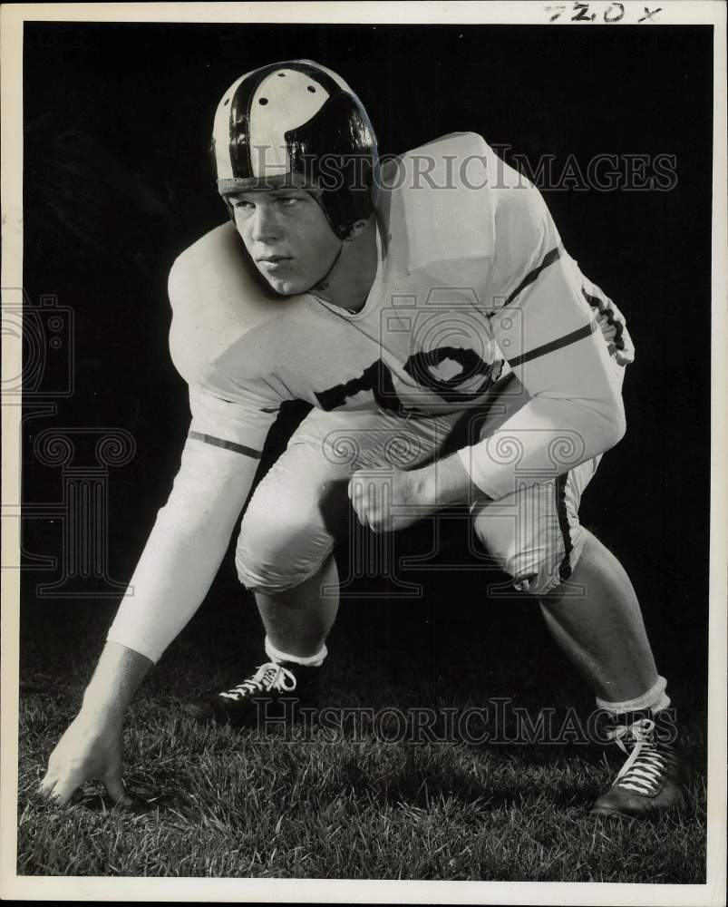 Press Photo Cornell&#39;s sophomore tackle Dave Carl in football stance. - sys15926- Historic Images