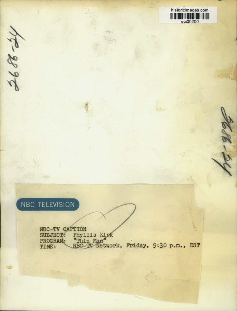 Press Photo Phyllis Kirk in "Thin Man" - syx00200