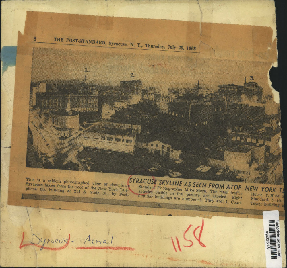 1963 Press Photo Downtown Syracuse from roof of the New York Telephone Company