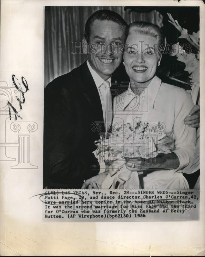 1956 Press Photo Las Vegas-Singer Patti Page marries Charles O&#39;Curran- Historic Images