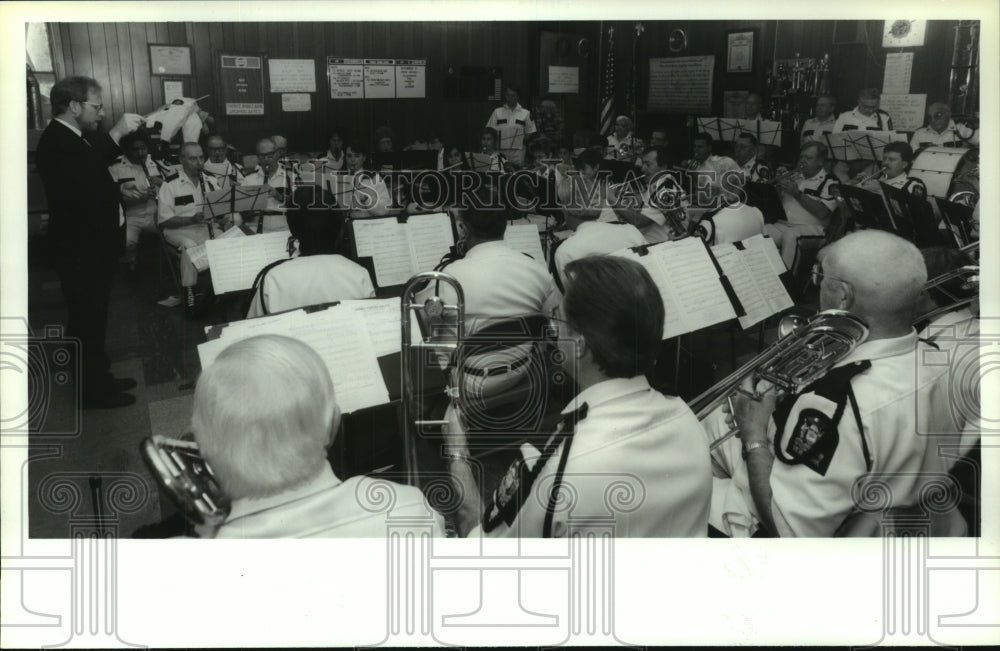 1993 Press Photo Yankee Doodle Band practicing at Rensselaer, NY American Legion- Historic Images