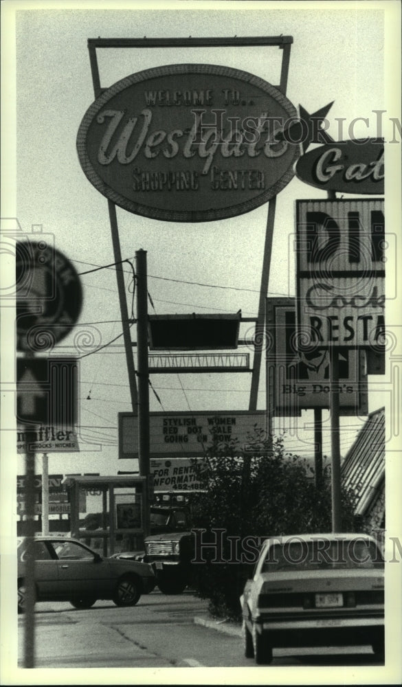 1990 Press Photo Business signs along Central Avenue in Albany, New York- Historic Images