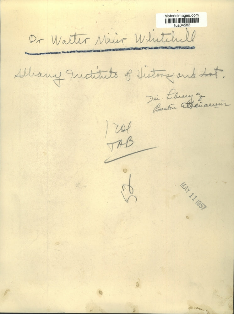 1957 Press Photo Dr. Walter Whitehill, Albany, NY Institute of History and Art