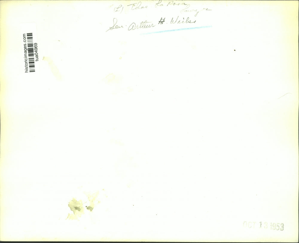 1953 Press Photo La Roia, Lawyer & Senator Arthur H. Wicks - tua04969