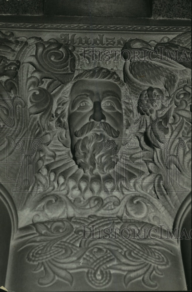 1957 Press Photo Henry Hudson relief detail in Albany, New York Capitol building