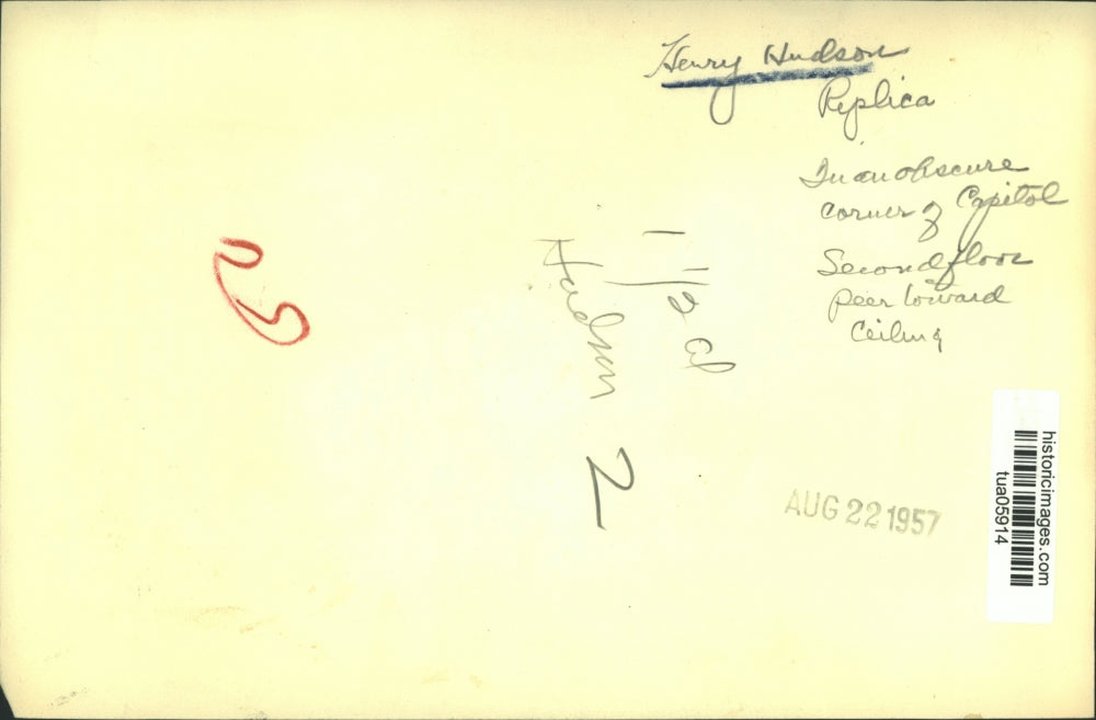 1957 Press Photo Henry Hudson relief detail in Albany, New York Capitol building