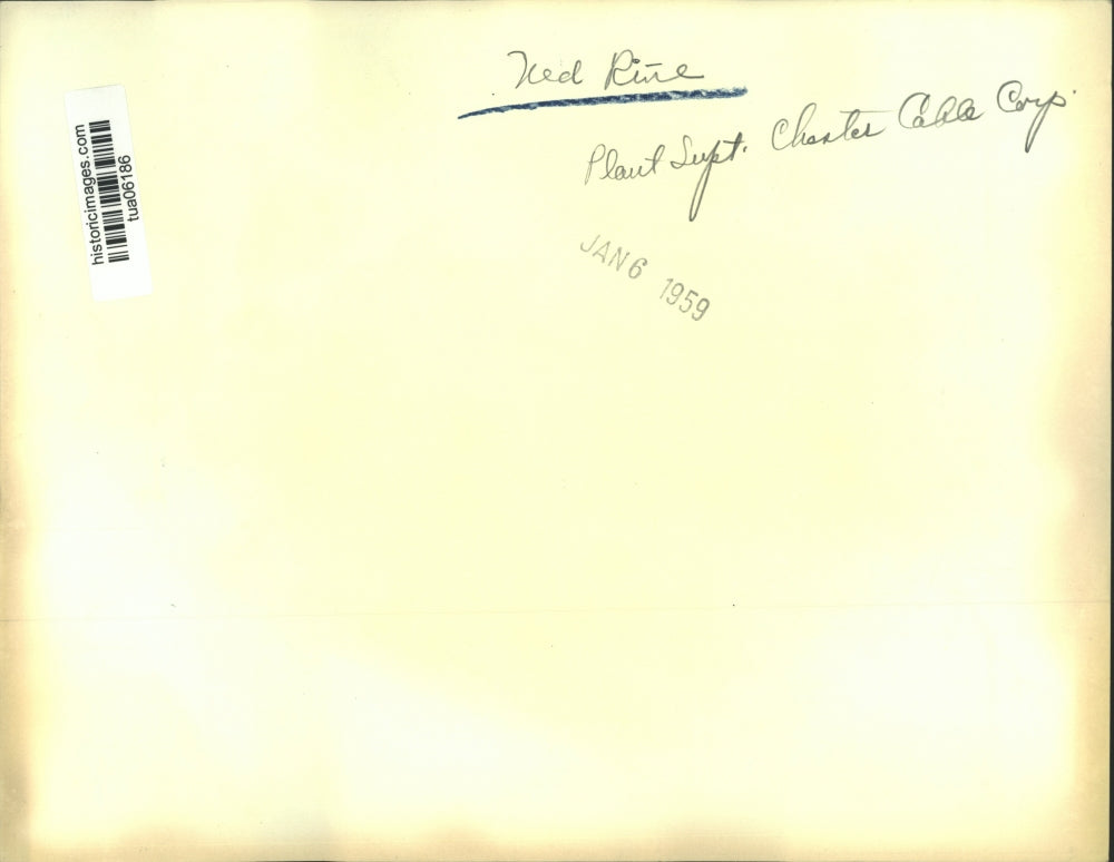 1959 Press Photo Charles Cable Corp Plant Superintended Ned Rine - tua06186