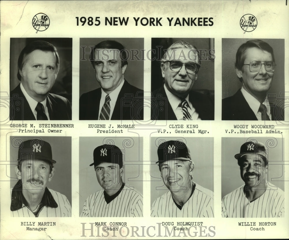 1985 Press Photo New York Yankees Baseball Management Team &amp; Coaches - tua06625- Historic Images