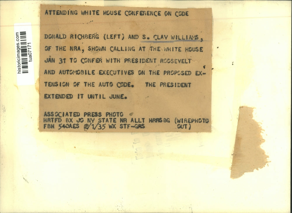 1935 Press Photo National Rifle Association officials visit U.S. White House