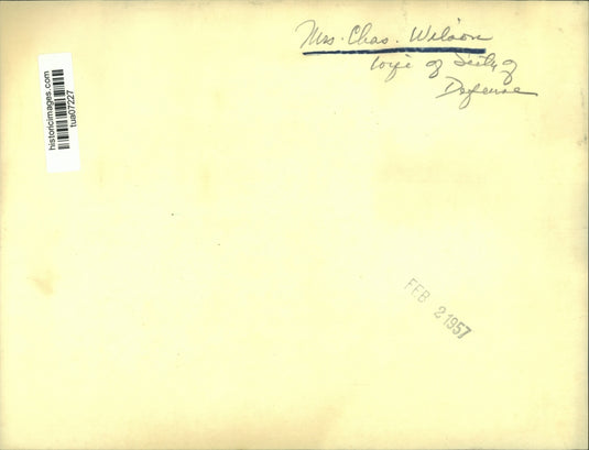 1957 Press Photo Secretary of Defense Charles Wilson's wife in Washington, D.C.