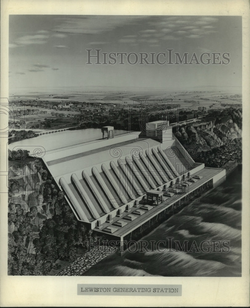 1957 Press Photo Lewiston Generating Station Drawing - tua07564