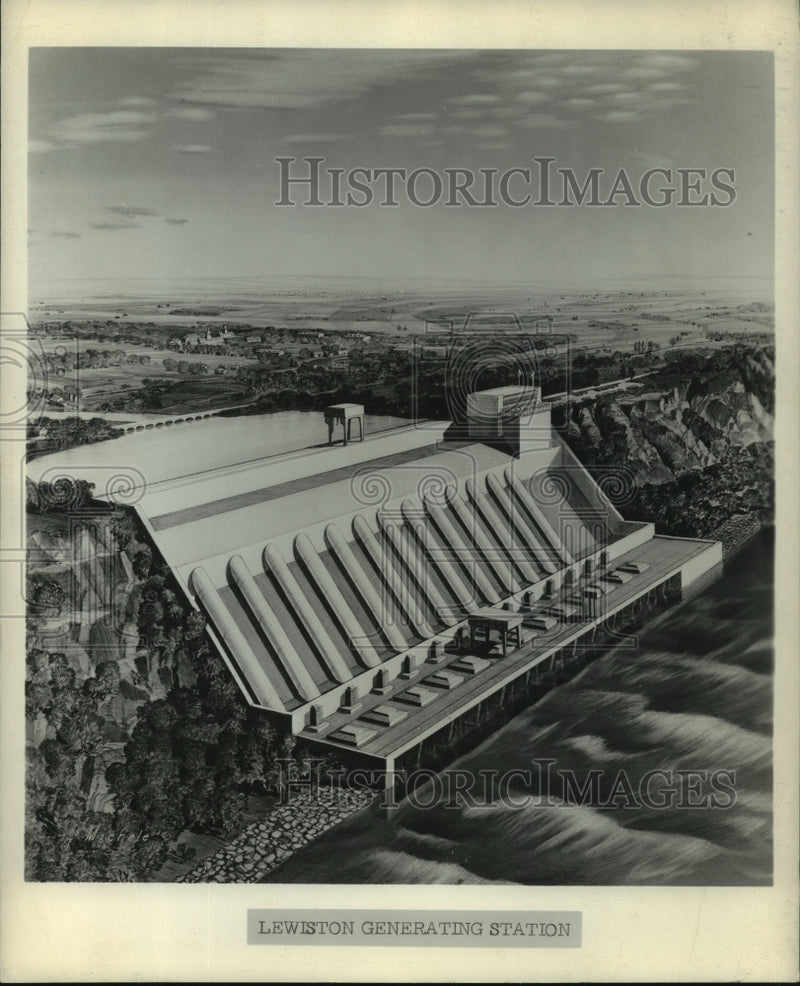 Load image into Gallery viewer, 1957 Press Photo Lewiston Generating Station Drawing - tua07564
