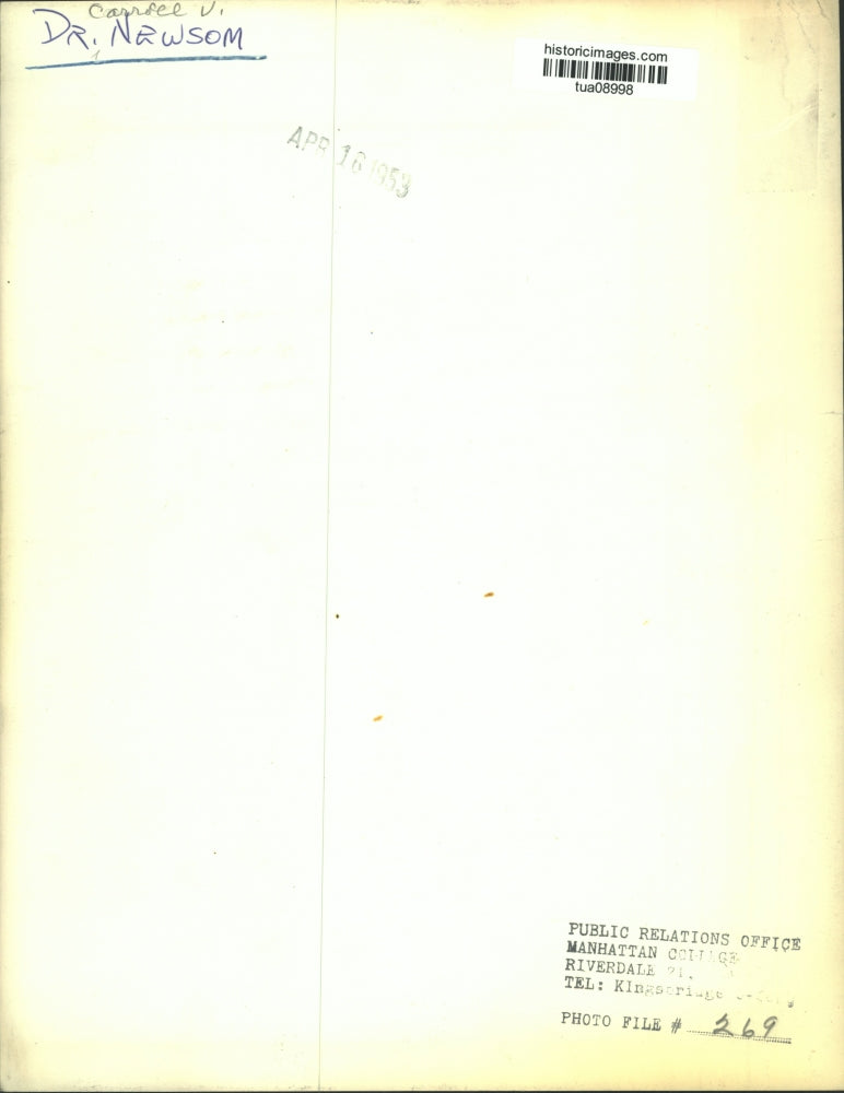 1953 Press Photo Dr. Carroll V. Newsom, Manhattan College, New York - tua08998