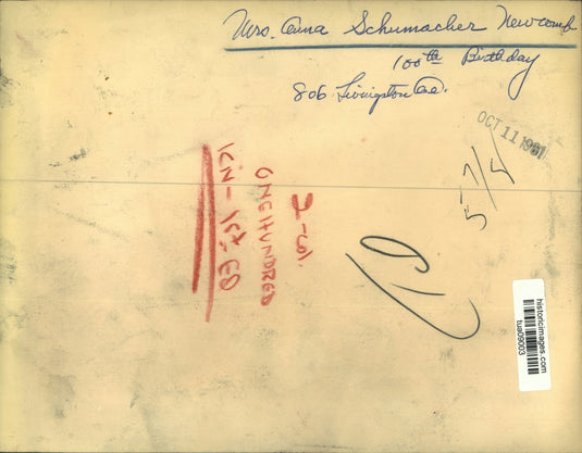 1961 Press Photo Albany, New York Centenarian Anna Schumacher Newcomb