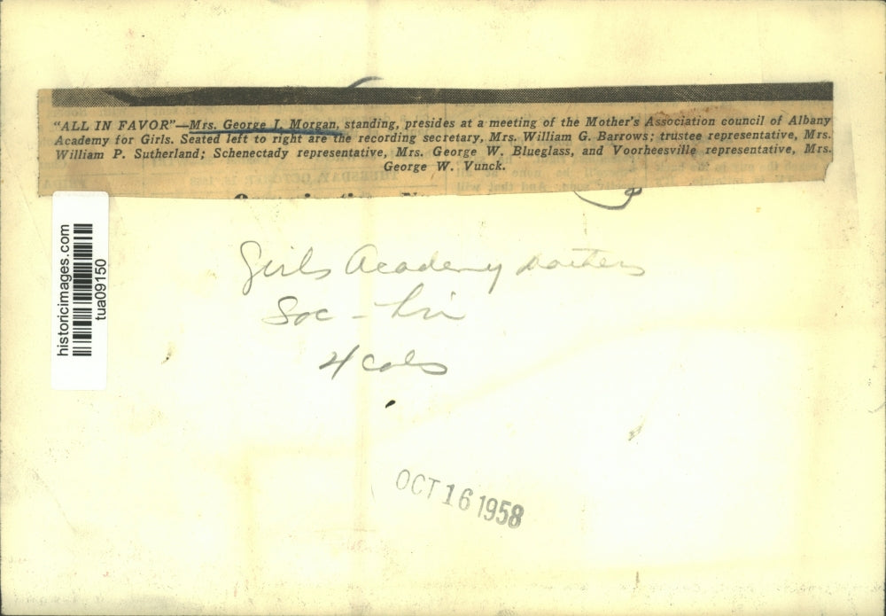 1958 Press Photo Mother's Association council, Albany, NY Academy for Girls