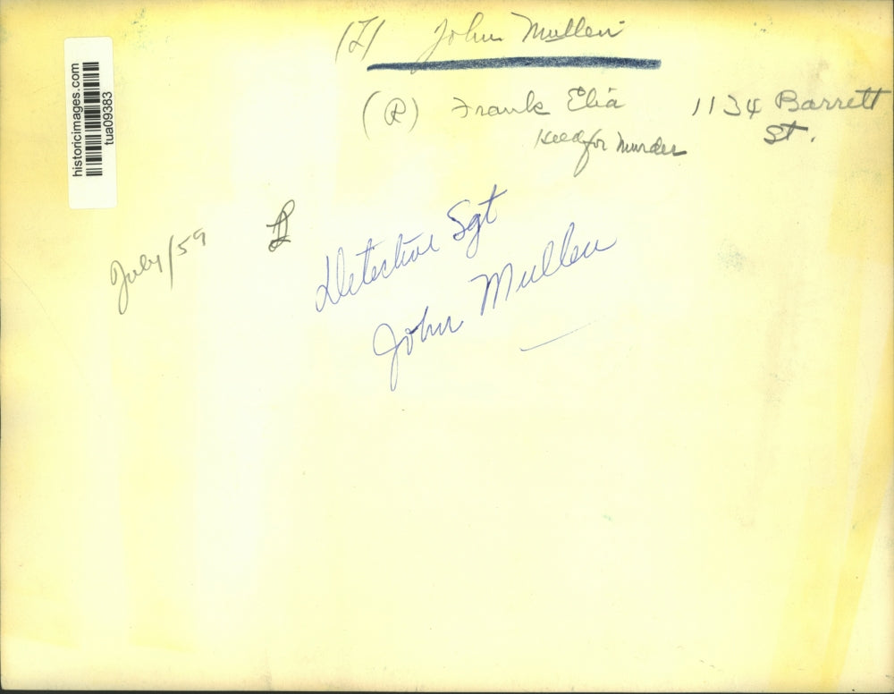 1959 Press Photo Albany, New York Police detective with murder suspect