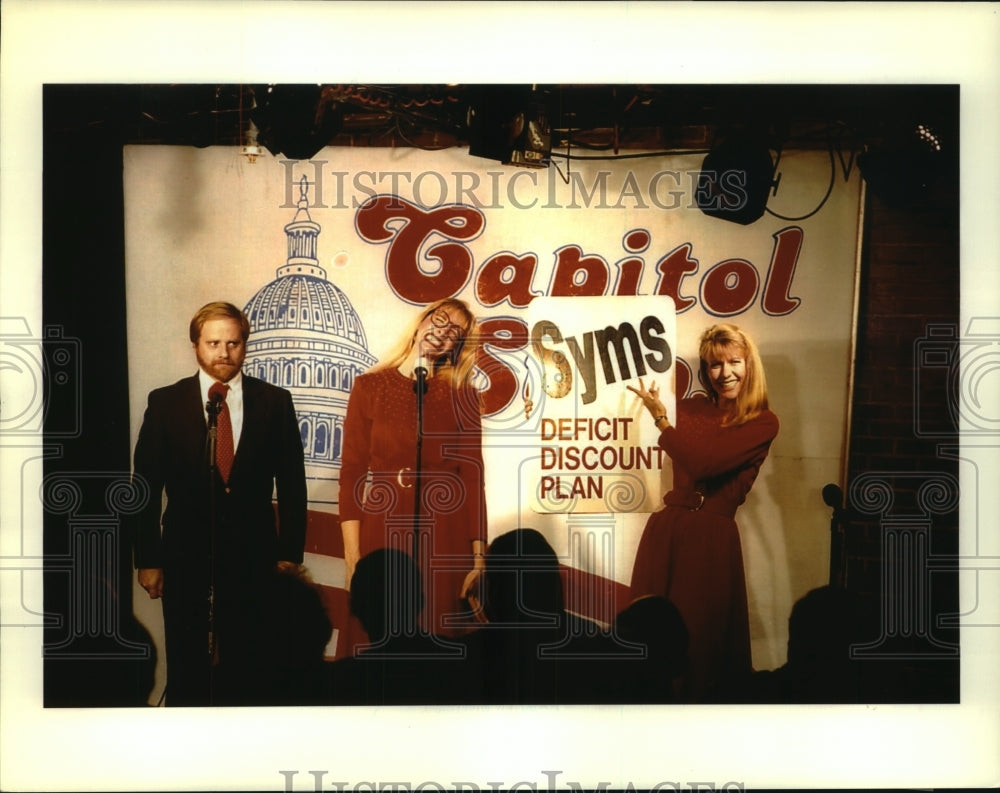 Press Photo Capitol Steps group performing a skit about U.S. deficit problem- Historic Images