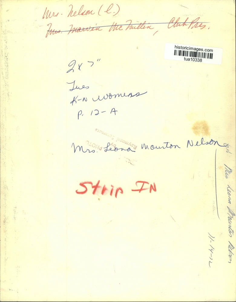1972 Press Photo Mrs. Leona Mourton Nelson - tua10338