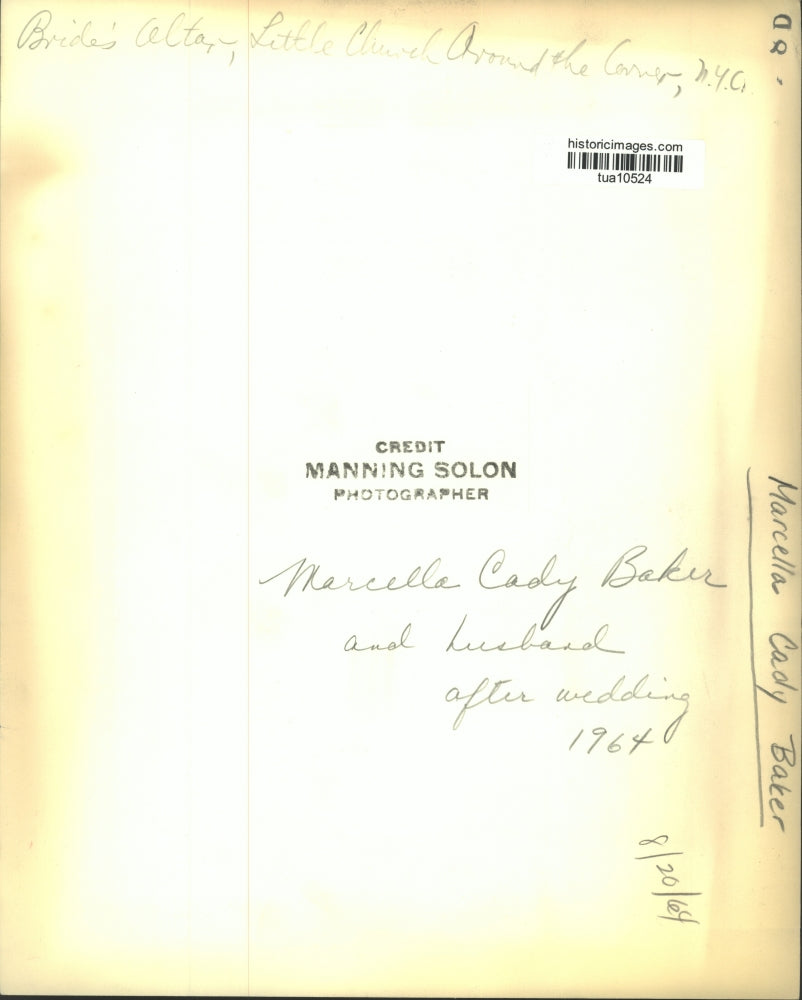 1964 Press Photo Marcella Cady Baker & husband after wedding in New York City