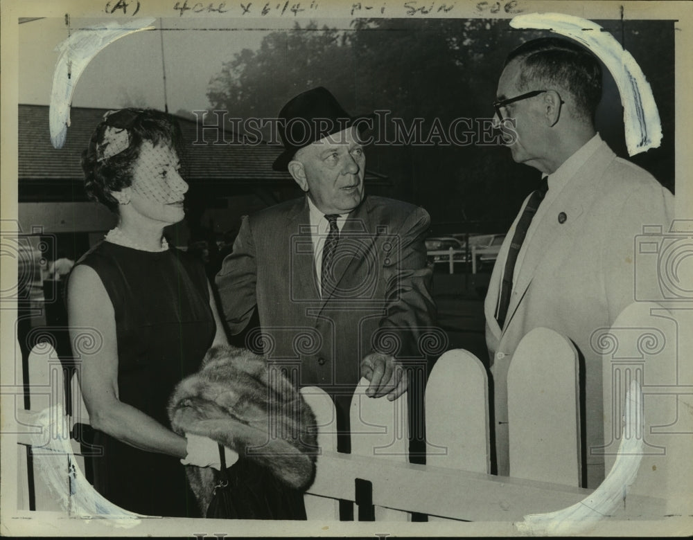 1961 Press Photo Mr & Mrs Ernest Morris, Karl Schrade, Saratoga Raceway Opening- Historic Images