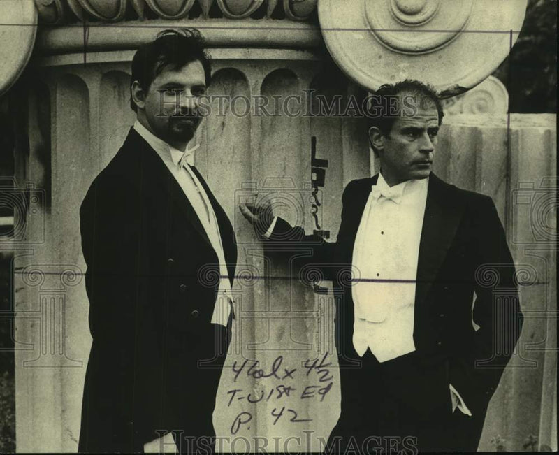 Load image into Gallery viewer, 1974 Press Photo Yuar Mikhasoff and Paul Schmidt in tuxedos - tua12715
