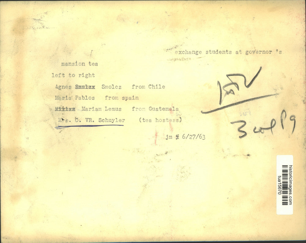 1963 Press Photo Exchange students visit Governor's mansion in Albany, New York