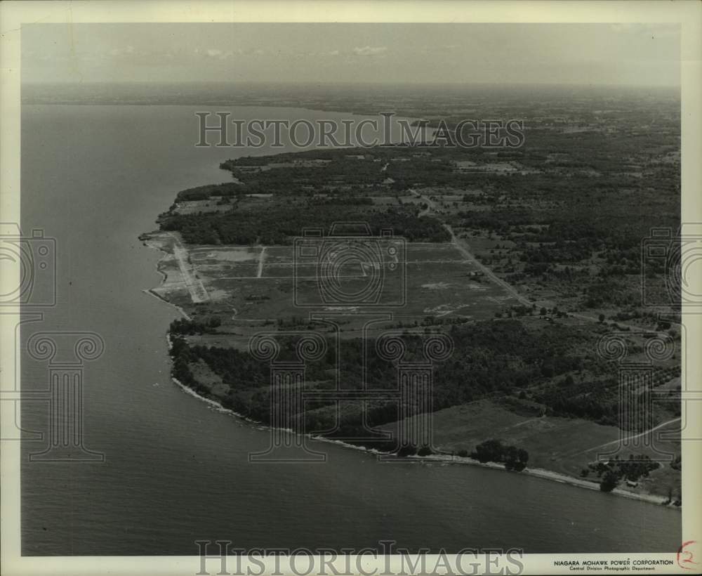1963 Press Photo Aerial view of future nuclear power plant site in Oswego, NY- Historic Images