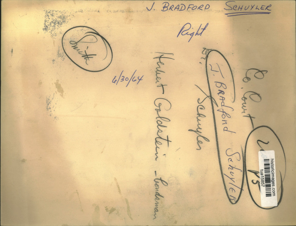 1964 Press Photo Herbert Goldstein and J. Bradford Schuyler at Courthouse