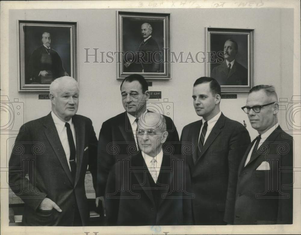 1964 Press Photo Albany, NY bank officials with portraits of past executives- Historic Images