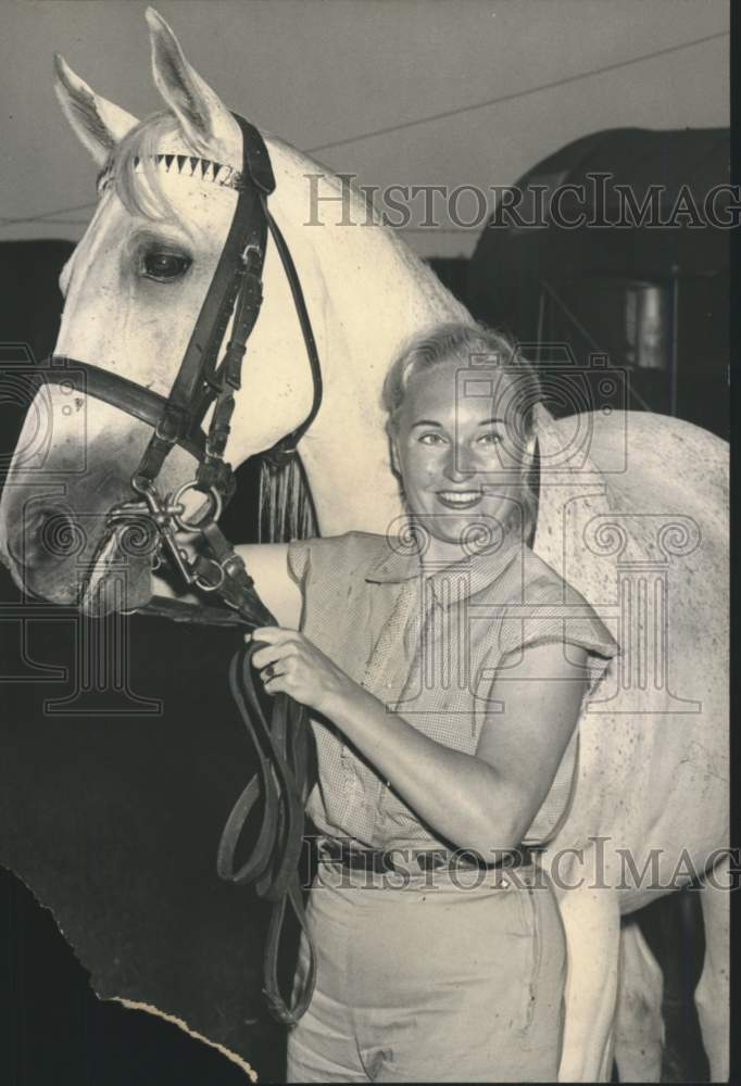 1957 Press Photo Friedel Paster with dressage horse in Albany, New York