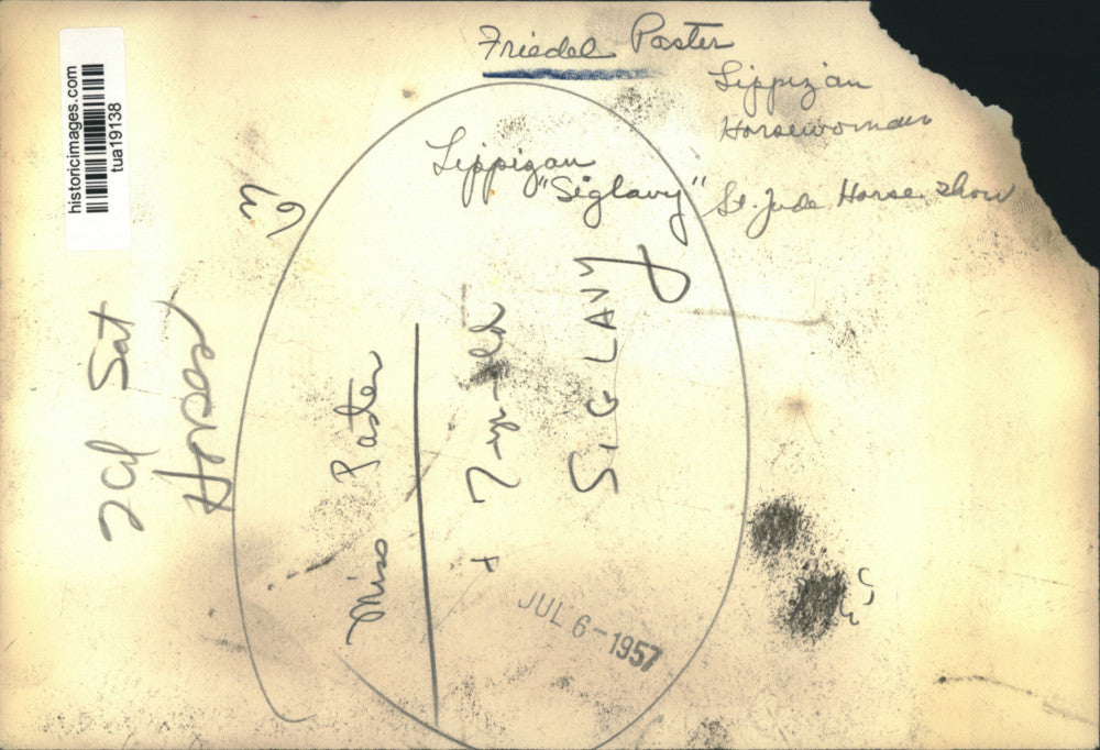 1957 Press Photo Friedel Paster with dressage horse in Albany, New York