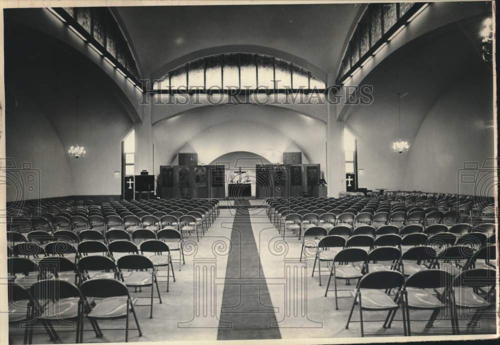 1968 Press Photo Rows of chairs in St. Sophia&#39;s Greek Church, Albany, New York