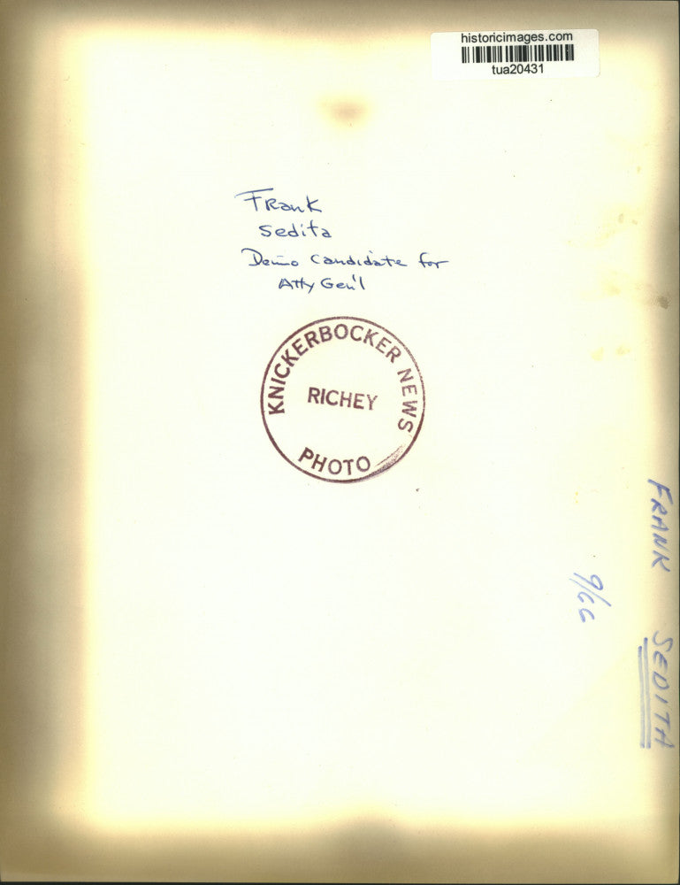 1966 Press Photo Frank Sedita Democratic candidate for NY Attorney General