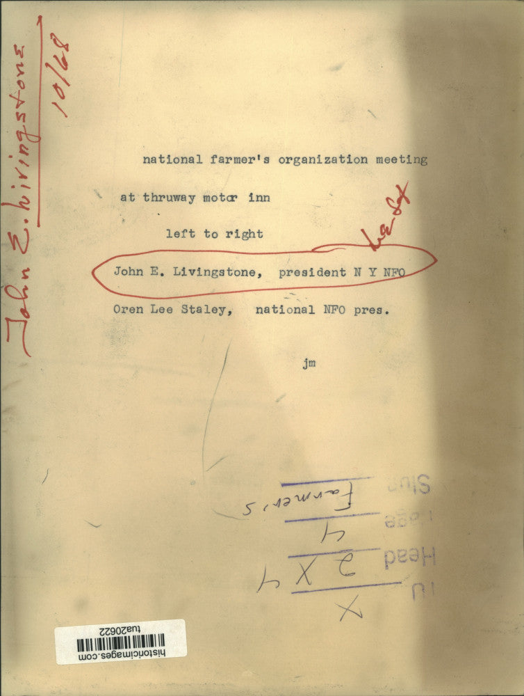 1968 Press Photo John E Livingstone and Oren Lee Staley, at Farmer's Meeting