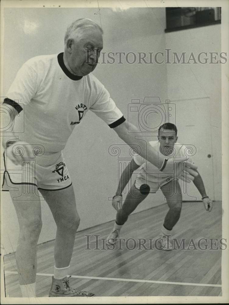 1962 Press Photo Reverend Martin Overholser plays handball with Rod Roberts- Historic Images