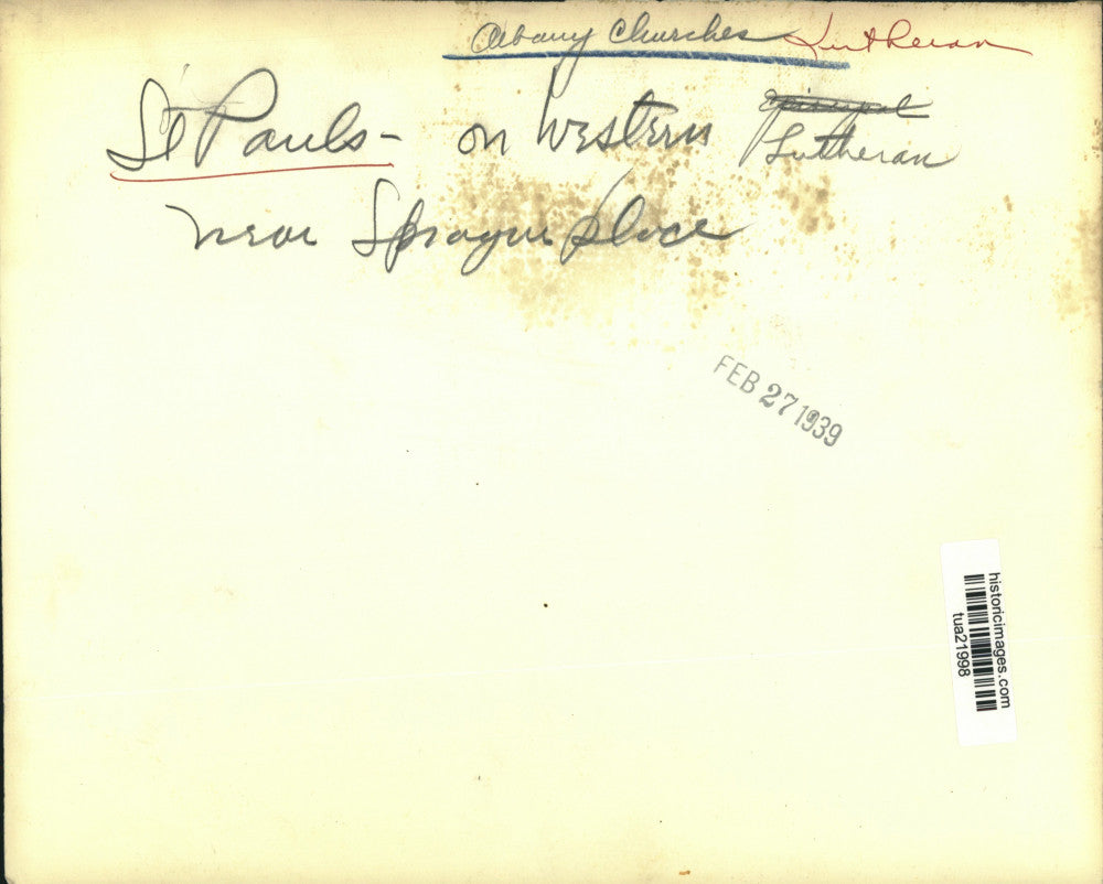 1939 Press Photo Exterior view of St Pauls Church on Western, Albany, New York