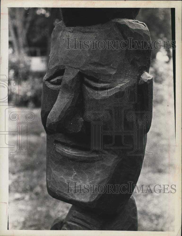 1969 Press Photo Close-up of Indian Sculpture, "Rocky" - tua22172