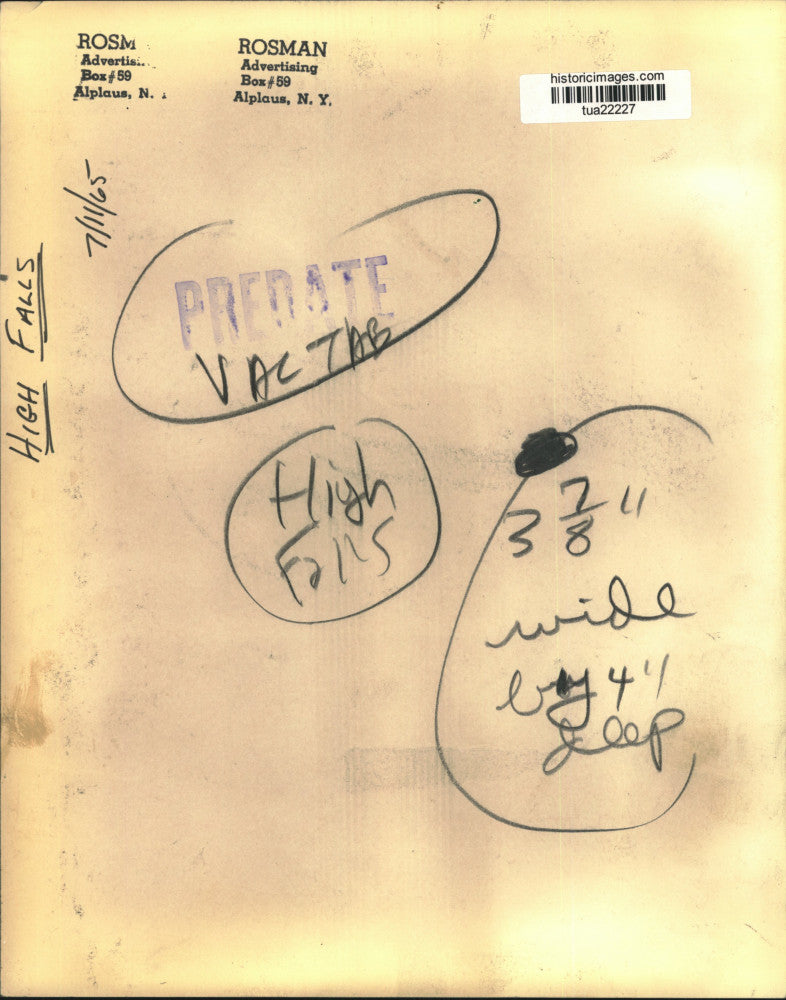 1965 Press Photo Waterfall in High Falls, New York - tua22227