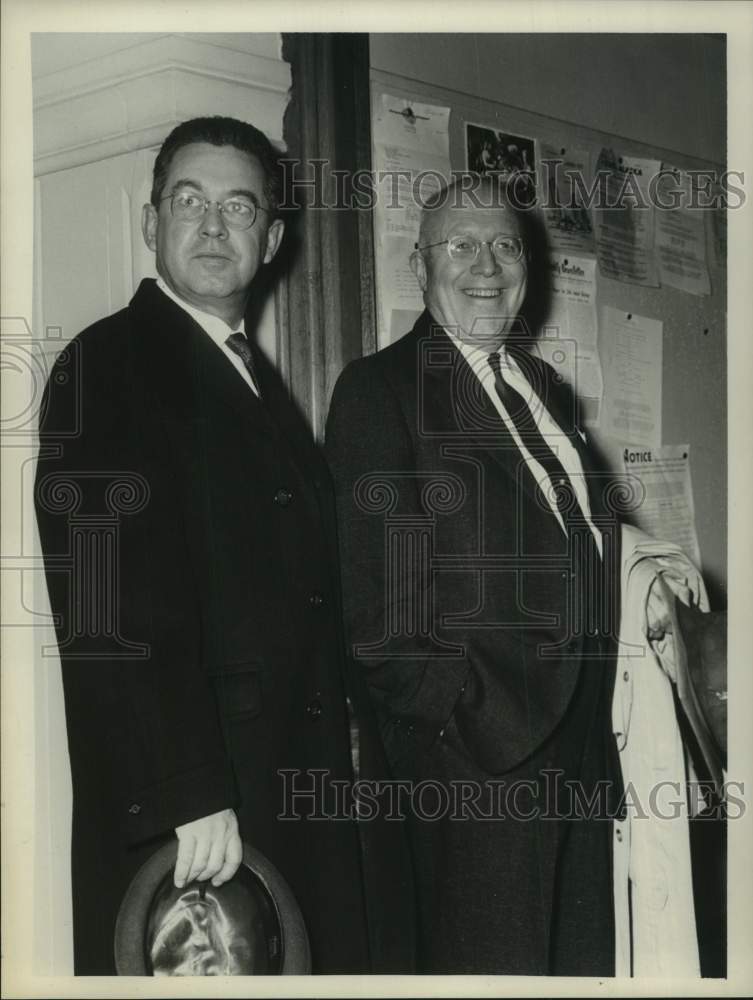 1964 Press Photo William Sharkey, left, and J Burch McMoran stand together