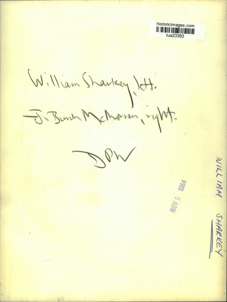 1964 Press Photo William Sharkey, left, and J Burch McMoran stand together