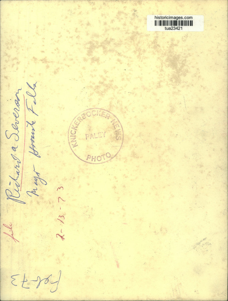 1973 Press Photo Hoosick Falls, NY Mayor Richard A Severson talks on telephone