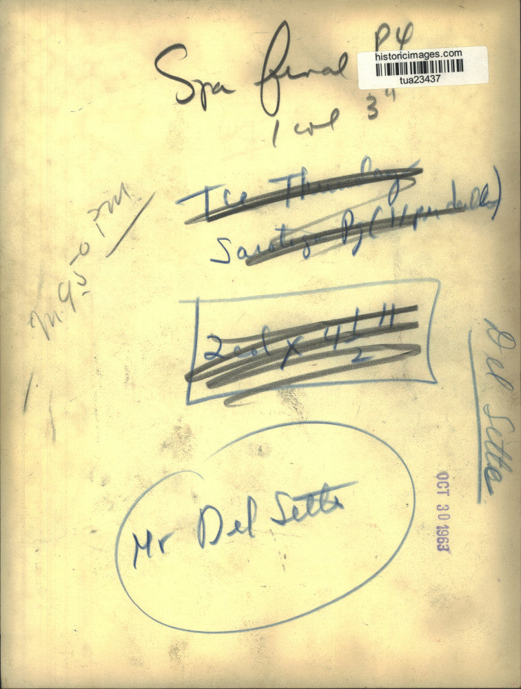 1963 Press Photo Del Sette sits at his desk talking on the telephone - tua23437