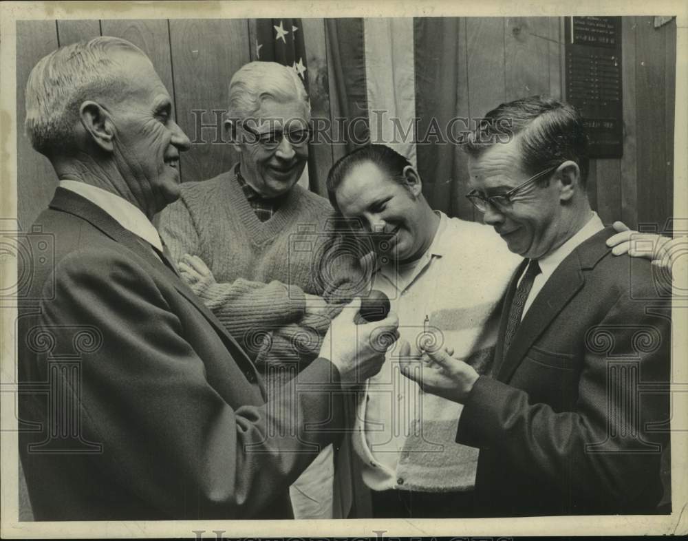 Press Photo Pat Condon shows off the Irish handball to North Albany, NY men