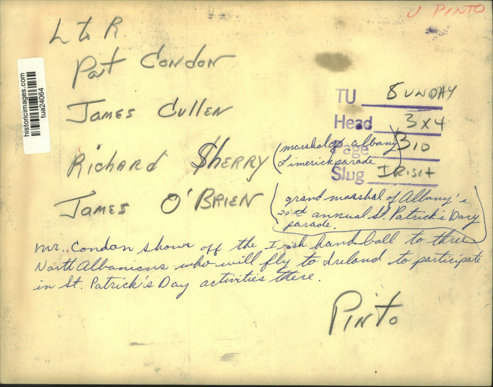 Press Photo Pat Condon shows off the Irish handball to North Albany, NY men