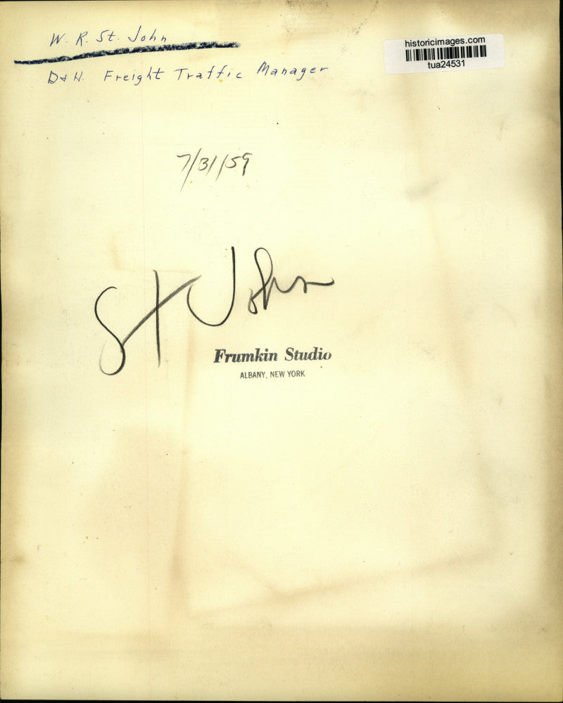 1959 Press Photo W. R. St. John, D&H Freight Traffic Manager, New York