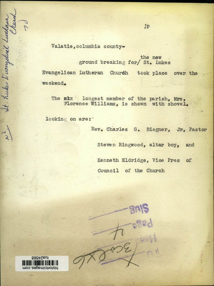 1970 Press Photo Officials break ground for new church building in Valatie, NY